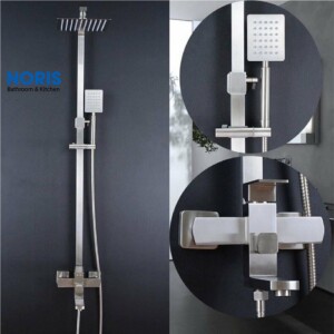 Vòi sen cây nóng lạnh inox 304 mờ thân vuông CS911