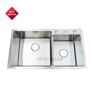 Bồn rửa chén inox 2 ngăn lệch Inox SUS304 KT 82x45cm 8245L
