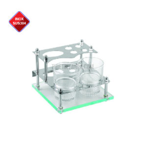 Kệ kính để 2 ly ngửa nhà tắm có khay để bàn chải đánh răng