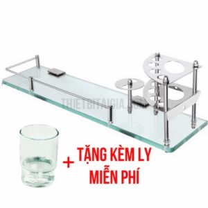 Kệ kính phòng tắm có khay để bàn chải đánh răng inox 304