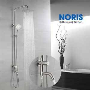 Sen cây tắm đứng kiểu tròn inox 304 mờ dùng nước nóng hoặc lạnh