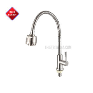 Vòi rửa chén lạnh đầu vòi bẻ cong xoay 360 độ 2 chế độ nước