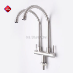 Vòi rửa chén lạnh đôi 2 vòi inox SUS304
