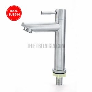 Vòi chậu rửa mặt lavabo lạnh inox 304 NT253 (20cm)