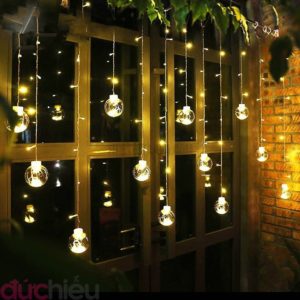 Dây đèn LED Noel thả rèm hình cầu chớp tắt màu vàng, đủ màu
