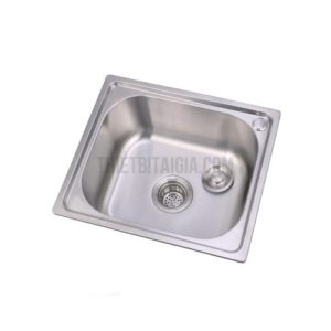 Bồn rửa chén inox 1 hộc nhỏ KT 42x37cm loại dập kèm bộ xả