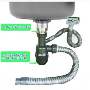 Bộ xả chậu rửa chén đơn 1 hộc inox SUS304 phi 110 dùng lỗ chậu 90mm