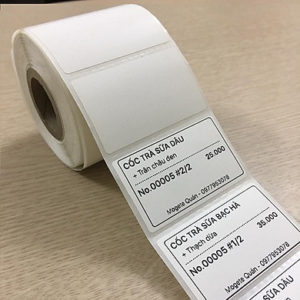 Giấy decal nhiệt in hóa đơn in tem trà sữa 50x30mm
