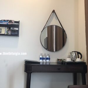 Gương tròn dây da treo tường đường kính 50cm 