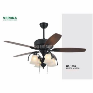 Quạt trần trang trí có đèn Verona 5 cánh QT-1008