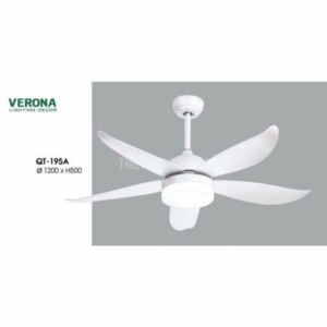 Quạt trần trang trí có đèn Verona 5 cánh màu trắng QT-195A