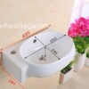 Chậu lavabo treo tường mini nhỏ gọn góc trái tường giá rẻ KT 42x38cm A-28