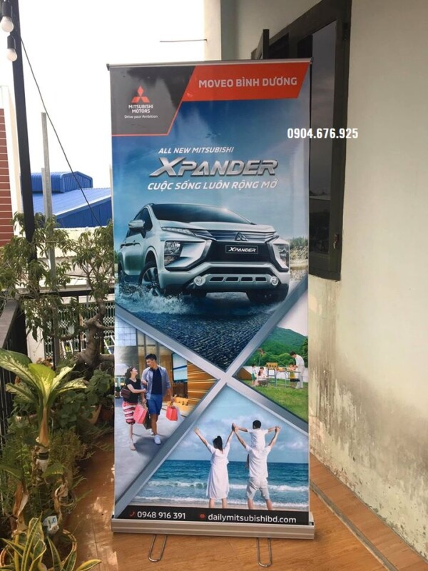 Standee dạng cuộn chân inox cứng KT 80x200cm