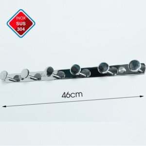 Móc treo quần áo inox cao cấp 304 đầu tròn loại 6 móc MA04 dài 46cm