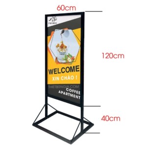Standee chân sắt ngoài trời tại Thủ Đức KT 60x160cm 80x180cm in decal 2 mặt