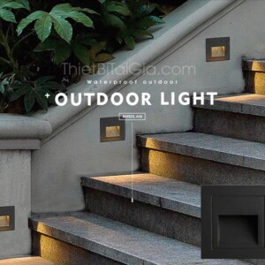 Đèn gắn ốp vách tường ngoài trời chống nước kiểu vuông màu đen ATC-05V