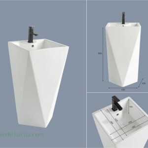 Lavabo đứng vuông màu trắng KT 41x41 cao 83cm LB105