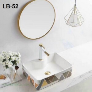 Lavabo chậu rửa mặt vuông đặt bàn hoạt tiết tam giác LB52