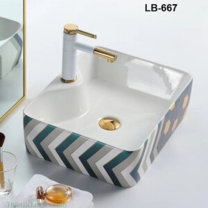 Lavabo chậu rửa mặt vuông đặt bàn LB667