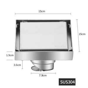 Phễu thoát sàn inox 304 cao cấp chống hôi chống côn trùng CH14 KT 15x15cm ống 90 - 110mm