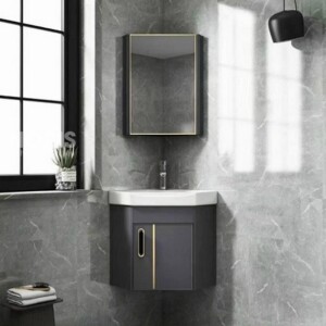 Bộ tủ lavabo góc đẹp bằng nhôm màu xám NORIS MS11