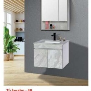 Bộ tủ lavabo treo màu xám vân đá TL48 KT60cm