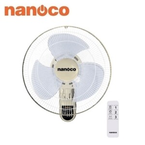Quạt treo tường có remote màu Beige 47W  gió 67m3 Nanoco NWF1612RC-BE