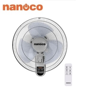 Quạt treo tường có remote màu xám 47W  gió 67m3 Nanoco NWF1612RC-G