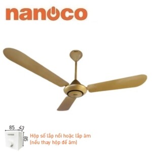 Quạt trần 3 cánh Nanoco màu đồng cổ điển 80W NCF5631-GO