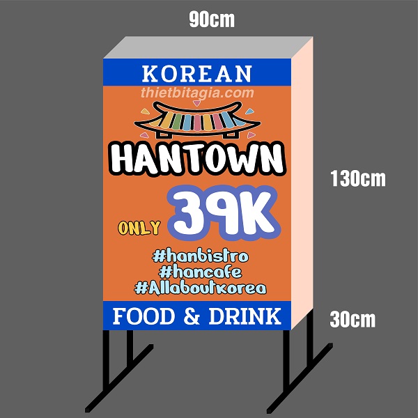 Bảng hiệu hộp đèn đứng KT 90x160cm