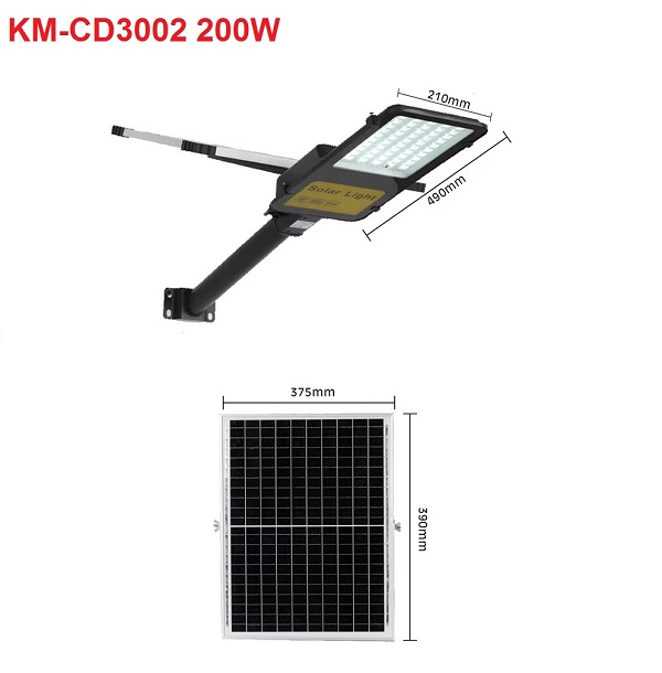 Đèn đường năng lượng mặt trời tấm pin rời 200W KM-CD3002-200