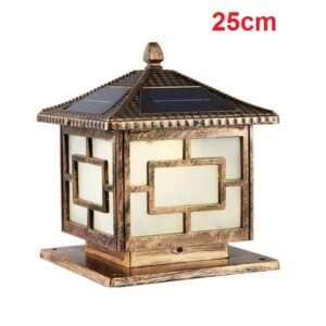 Đèn trụ cổng năng lượng mặt trời màu đồng 25cm NT250C