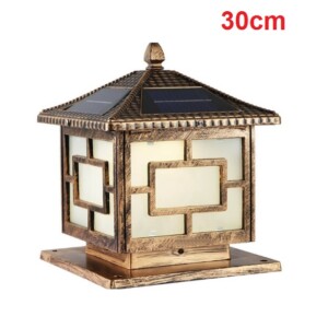 Đèn trụ cổng năng lượng mặt trời màu đồng 30cm NT300C