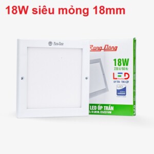 Đèn led ốp trần nổi vuông Rạng Đông 18W siêu mỏng 18mm LN10
