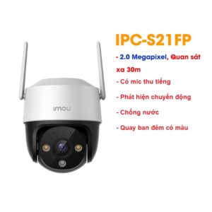 Camera ngoài trời IMOU IPC S21FP thu tiếng quay ban đêm có màu nét Full HD