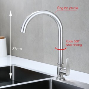 Vòi rửa chén lạnh inox 304 xoay 360 độ trục bi NORIS VC24