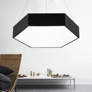 Đèn Led thả trần hình lục giác vỏ nhôm màu đen 60x8cm 48W KM