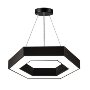 Đèn Led thả trần hình lục giác rỗng vỏ nhôm màu đen 60x8cm 48W KM