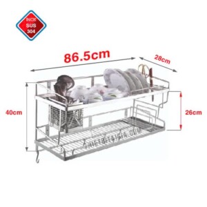 Kệ để chén bát inox 2 tầng treo tủ bếp dài 86.5cm KC05