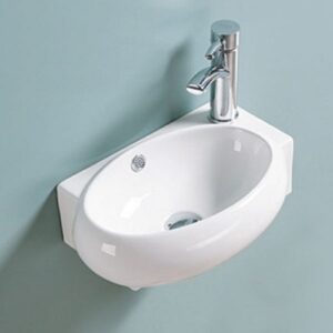 Chậu lavabo treo tường mini nhỏ gọn góc phải KT 43x32x15cm LB5097