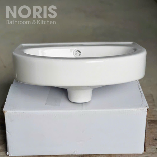 Chậu lavabo treo tường mini nhỏ gọn bán nguyệt KT 41x36cm LB5159 - Hình ảnh 2