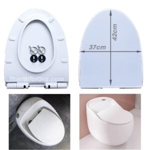 Nắp nhựa bồn cầu trứng màu trắng 1 khối ARINO KT 37x42cm