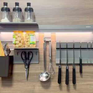 Kệ để muỗng đũa gia vị treo tường cao cấp có đèn led Eurogold EVM700