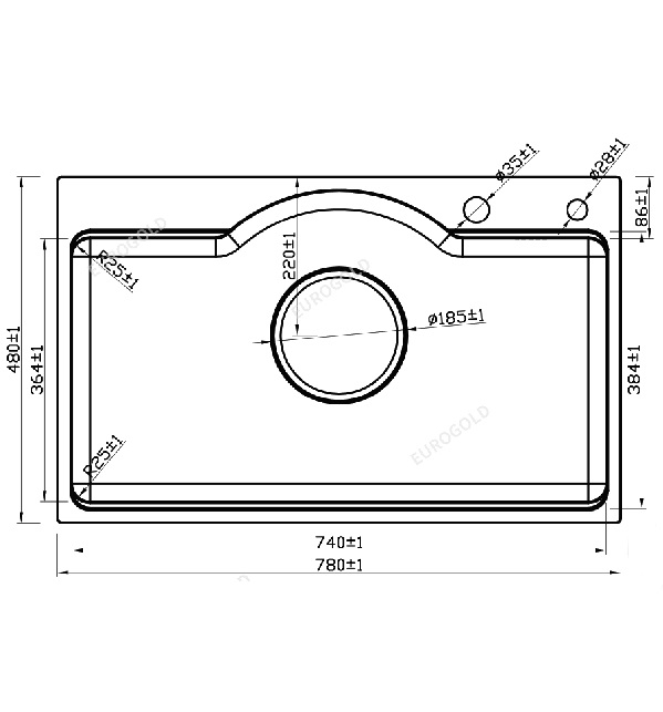 Chậu rửa chén inox 304 1 hố KT 78x48 Eurogold EUD27848 - Hình ảnh 3
