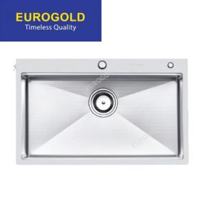 Chậu rửa chén inox 304 chống xước 1 hộc lớn KT 80x50 Eurogold EUC18050EA