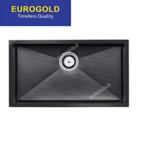 Chậu rửa chén inox 304 chống xước 1 hộc âm màu đen KT 80x45 Eurogold EUC18045ED