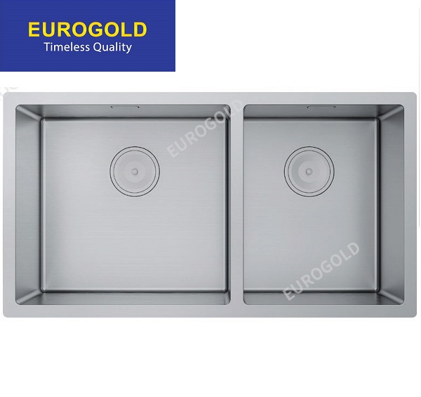 Chậu rửa chén inox 304 2 hố âm bàn đá KT 81x44 Eurogold EUS68144