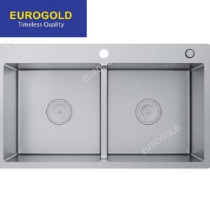 Chậu rửa chén 2 hố inox 304 cao cấp KT 82x48 Eurogold EUS18248