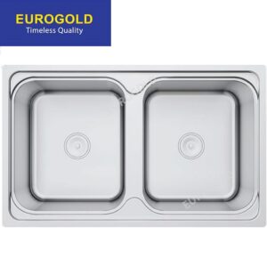 Chậu rửa chén inox 304 2 hố KT 78x48 Eurogold EUD67848