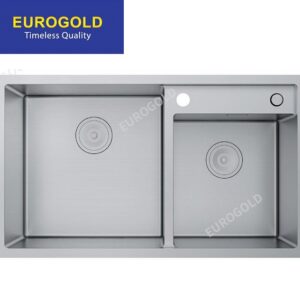 Chậu rửa chén 2 hố lệch inox 304 cao cấp KT 82x48 Eurogold EUS28248